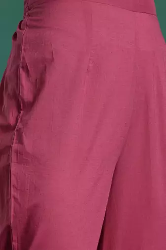 Floral Pleated Sequinned Pure Cotton Kurta with Trousers & With Dupatta