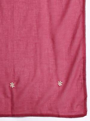 Floral Pleated Sequinned Pure Cotton Kurta with Trousers & With Dupatta 4
