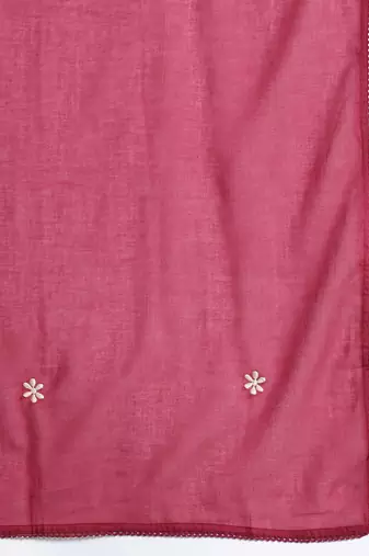 Floral Pleated Sequinned Pure Cotton Kurta with Trousers & With Dupatta