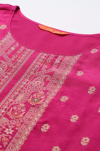 Women Ethnic Motifs Woven Design Kurta with Trousers & With Dupatta