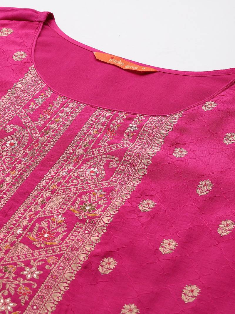 Women Ethnic Motifs Woven Design Kurta with Trousers & With Dupatta
