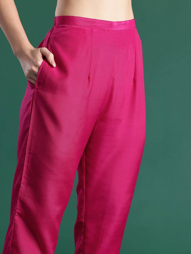 Women Ethnic Motifs Woven Design Kurta with Trousers & With Dupatta