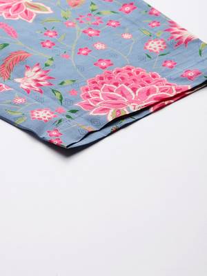 Floral Printed Regular Sequinned Pure Cotton Kurta with Trousers 7
