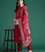 Ethnic Motifs Embroidered Regular Kurta with Trousers & Dupatta