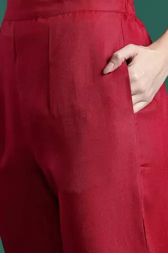 Ethnic Motifs Embroidered Regular Kurta with Trousers & Dupatta