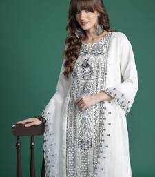 Embroidered Kurta with Trousers & Dupatta