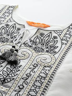 Embroidered Kurta with Trousers & Dupatta 3