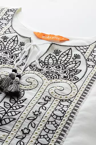 Embroidered Kurta with Trousers & Dupatta