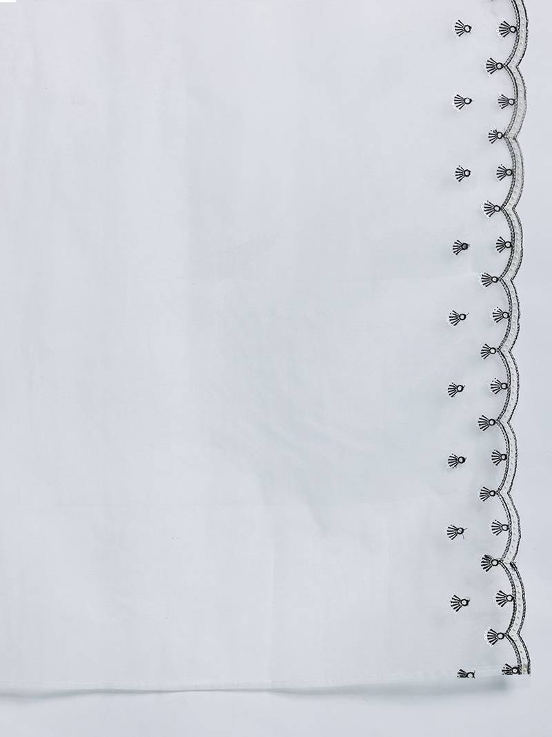 Embroidered Kurta with Trousers & Dupatta