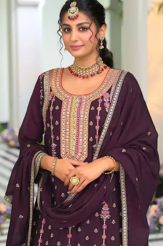 Women Ethnic Motifs Embroidered Regular Mirror Work Kurta with Palazzos & With Dupatta
