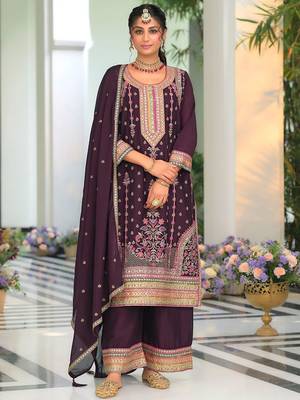 Women Ethnic Motifs Embroidered Regular Mirror Work Kurta with Palazzos & With Dupatta 3