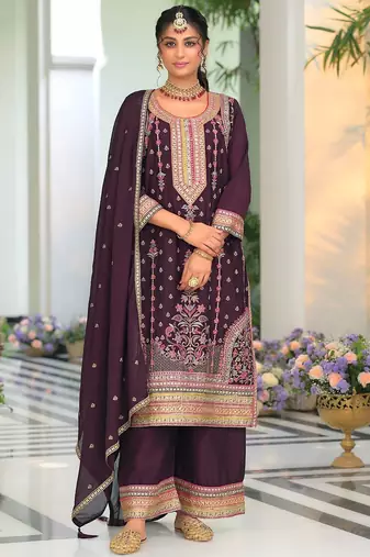 Women Ethnic Motifs Embroidered Regular Mirror Work Kurta with Palazzos & With Dupatta