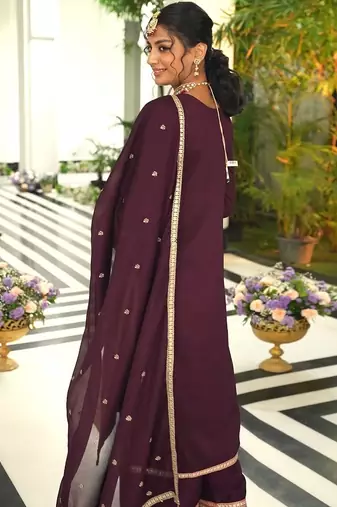 Women Ethnic Motifs Embroidered Regular Mirror Work Kurta with Palazzos & With Dupatta