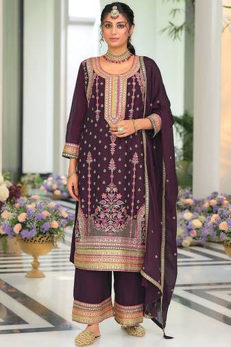 Women Ethnic Motifs Embroidered Regular Mirror Work Kurta with Palazzos & With Dupatta