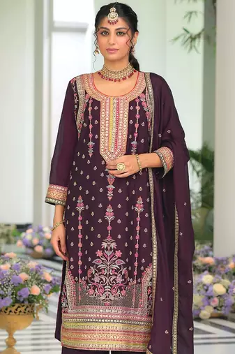Women Ethnic Motifs Embroidered Regular Mirror Work Kurta with Palazzos & With Dupatta
