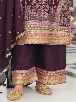 Women Ethnic Motifs Embroidered Regular Mirror Work Kurta with Palazzos & With Dupatta 7