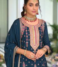 Women Ethnic Motifs Embroidered Regular Mirror Work Kurta with Palazzos & With Dupatta
