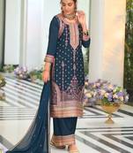 Women Ethnic Motifs Embroidered Regular Mirror Work Kurta with Palazzos & With Dupatta