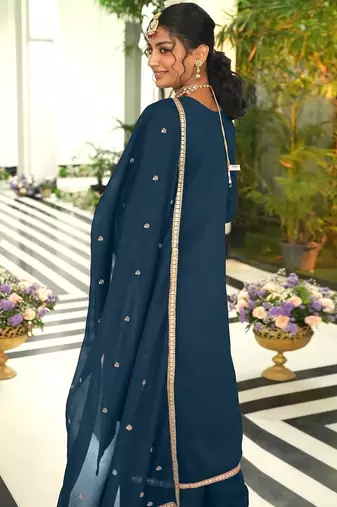 Women Ethnic Motifs Embroidered Regular Mirror Work Kurta with Palazzos & With Dupatta