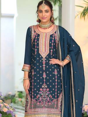 Women Ethnic Motifs Embroidered Regular Mirror Work Kurta with Palazzos & With Dupatta 6