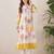 Floral Printed Pleated Round Neck Pure Cotton A-Line Kurta With Trousers