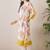 Floral Printed Pleated Round Neck Pure Cotton A-Line Kurta With Trousers