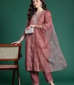 Ethnic Motifs Embroidered Sequinned Kurta with Trousers & With Dupatta