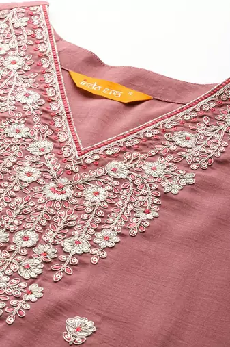 Ethnic Motifs Embroidered Sequinned Kurta with Trousers & With Dupatta