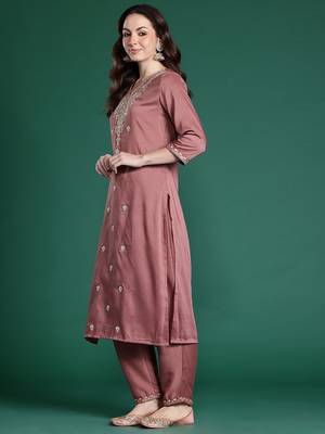 Ethnic Motifs Embroidered Sequinned Kurta with Trousers & With Dupatta 6