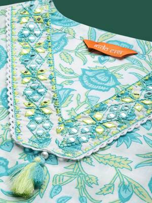 Women Floral Printed Regular Pure Cotton Kurta with Trousers & With Dupatta 6