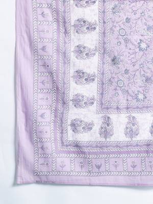 Floral Printed Pleated Pure Cotton Kurta With Trousers & Dupatta 4