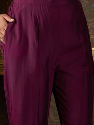 Floral Embroidered Thread Work Kurta With Trousers And Dupatta 4