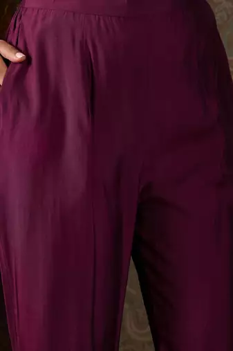 Floral Embroidered Thread Work Kurta With Trousers And Dupatta