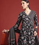 Floral Printed Angrakha Gotta Patti Pure Cotton Kurta Set & Dupatta