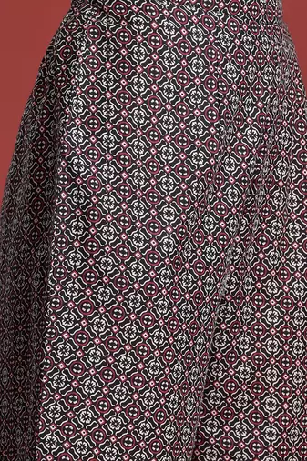 Floral Printed Angrakha Gotta Patti Pure Cotton Kurta Set & Dupatta