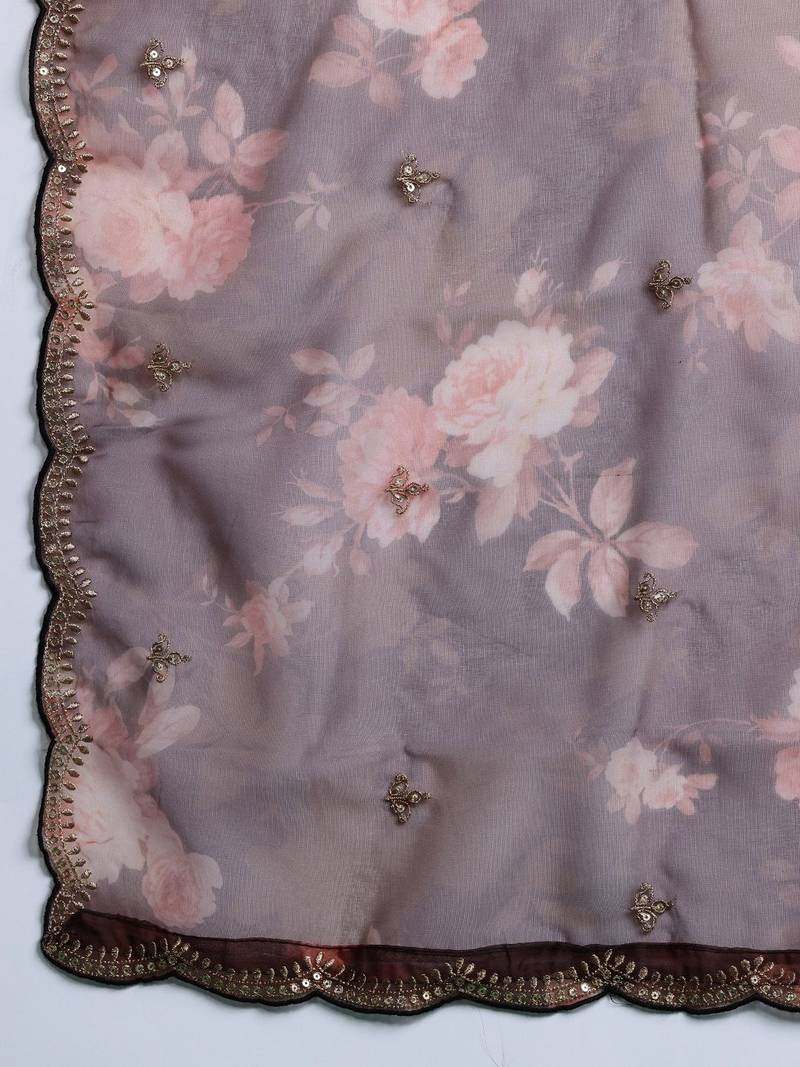 Ethnic Motifs Embroidered Sequinned Kurta With Trousers & Dupatta