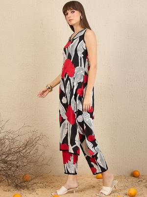 Floral Printed Pure Cotton Straight Kurta With Trousers 1