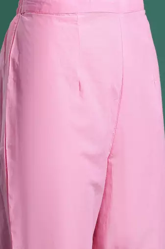 Printed Empire Mirror Work Pure Cotton Kurta With Trousers & Dupatta