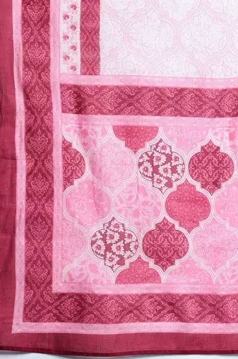 Printed Empire Mirror Work Pure Cotton Kurta With Trousers & Dupatta