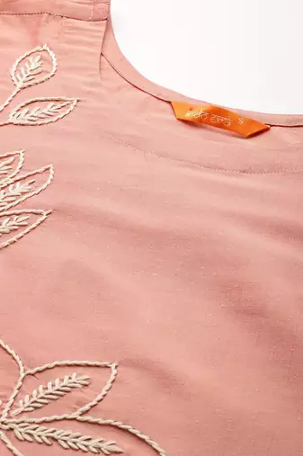 Floral Embroidered Thread Work Kurta with Trousers