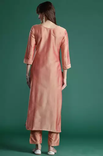 Floral Embroidered Thread Work Kurta with Trousers
