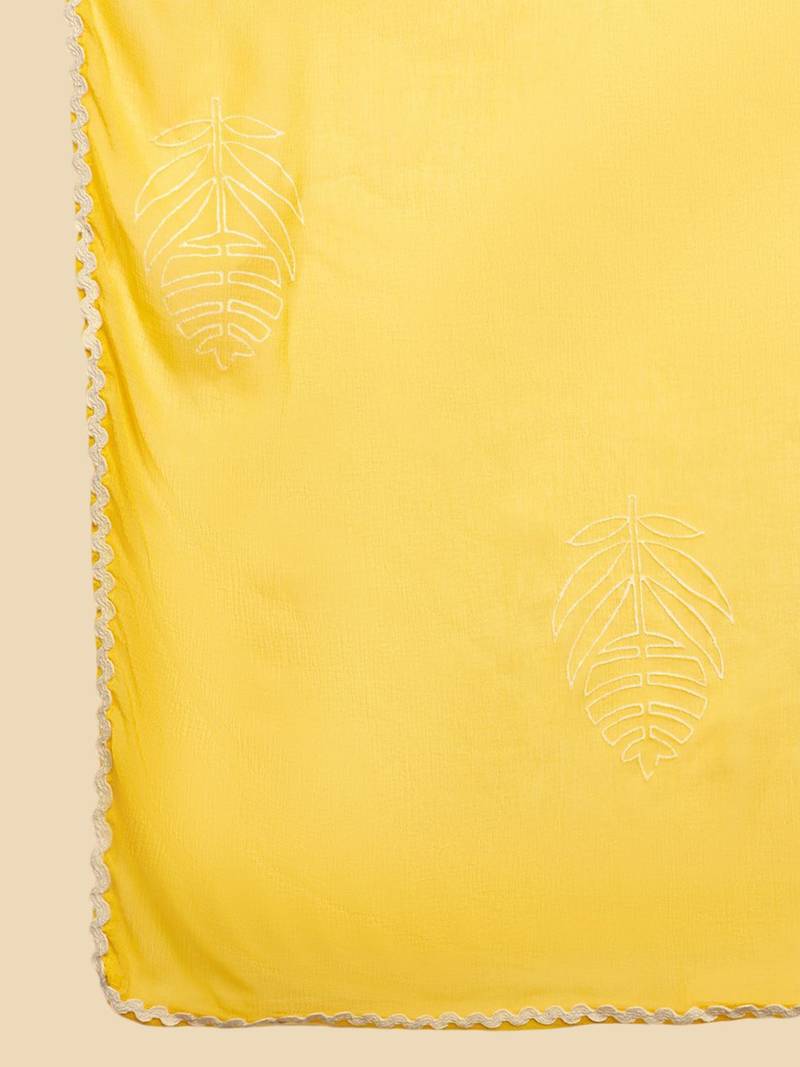 Straight Mirror Work Kurta with Trousers & Dupatta