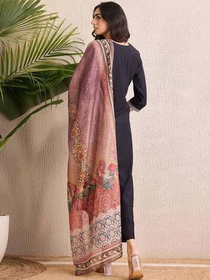 Women Ethnic Motifs Embroidered Regular Liva Kurta with Trousers & With Dupatta 6