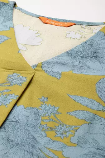 Floral Printed Pleated Kurta with Trousers