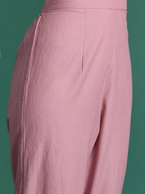 Women Floral Printed Thread Work Pure Cotton Kurta With Trousers & Dupatta 4