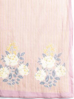 Women Floral Printed Thread Work Pure Cotton Kurta With Trousers & Dupatta 5