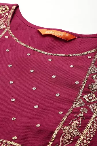 Women Embroidered Straight Kurta Set