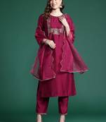 Women Embroidered Straight Kurta Set
