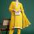 Embroidered Panelled Mirror Work Kurta With Trousers & Dupatta