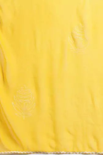 Embroidered Panelled Mirror Work Kurta With Trousers & Dupatta